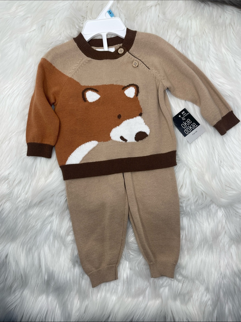 NWT Okie Dokie Baby Boy Fox Sweater & Pants Set 6M